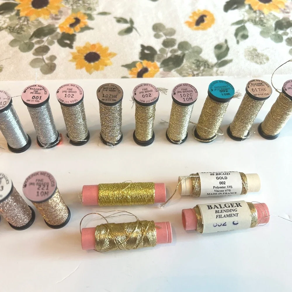 Metallic Embroidery Thread Lot Kreinik Madeira Glissen Gloss DMC 70+ Pieces
